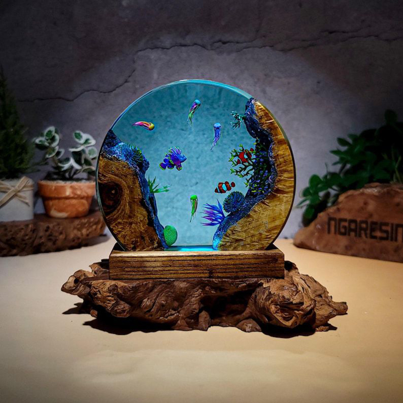 Aquarium & Marine Museum - 해양 수족관 생물 레진 테이블 램프