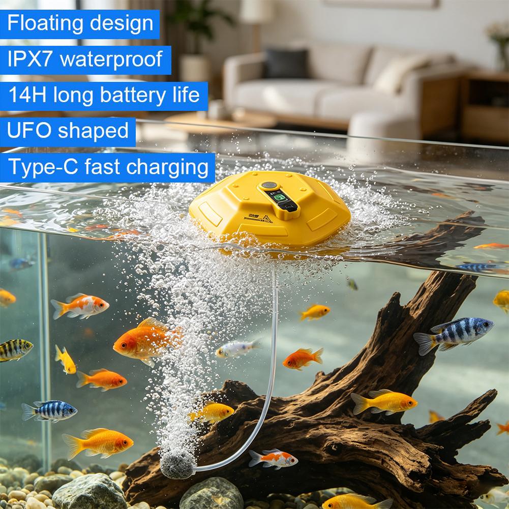 휴대용 수상 어항 산소 펌프, 3000mAh 충전식 에 - Marine Aquarium Equipment 리뷰 및 가격